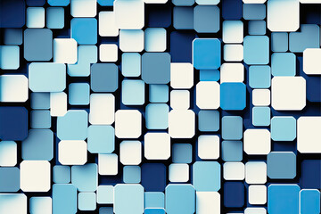 Blue and white geometric pattern seamless squares background wallpaper generative ai
