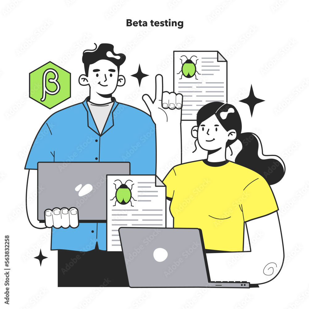 Poster beta testing technique. software testing methodology. it specialist