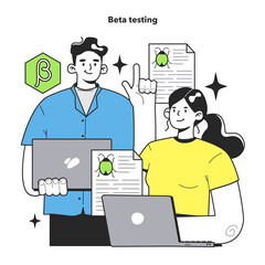 Beta testing technique. Software testing methodology. IT specialist