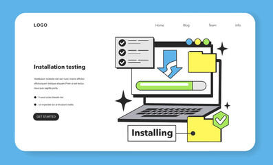 Installation testing technique web banner or landing page. Software testing