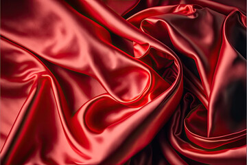 Obraz premium red soft silk folding beautiful soft shiny background wallpaper 4k generative ai 