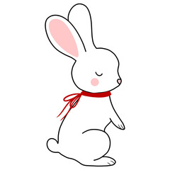 Fototapeta na wymiar Cute Rabbit With Scarf