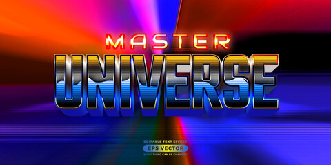Master universe editable text style effect in retro look design with experimental background ideal for poster, flyer, logo, social media post and banner template promotion © endemiq