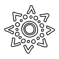 Hand drawn abstract sun symbol. Summer doodle. Single vector element for design