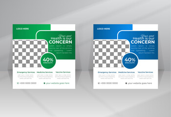 Medical Healthcare Social Media Post template design Suitable for Social Media Business Pages, Groups, and any Other Social Media Platform for Promote Hospital and Doctor