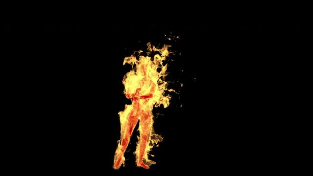 Burning man fire dance - with alpha channel.
