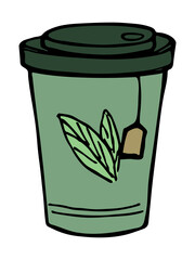 Cute cup of coffee illustration. Simple cup clipart. Cozy home doodle