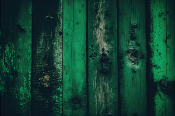 Fototapeta na wymiar Green old stained wood haunted background wallpaper Generative AI