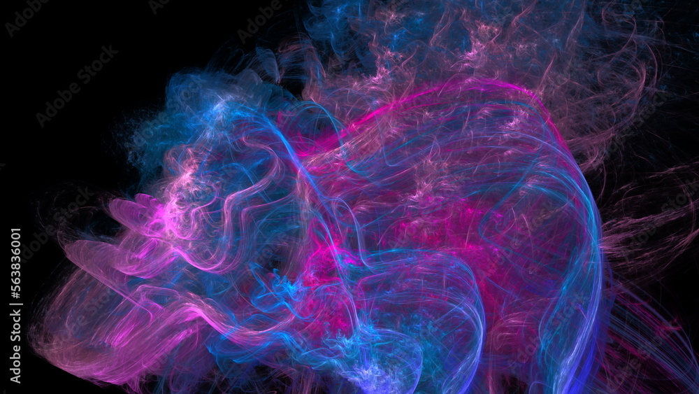 Poster luminous modern abstract background, fractal world. digital space for use in design. round shapes an