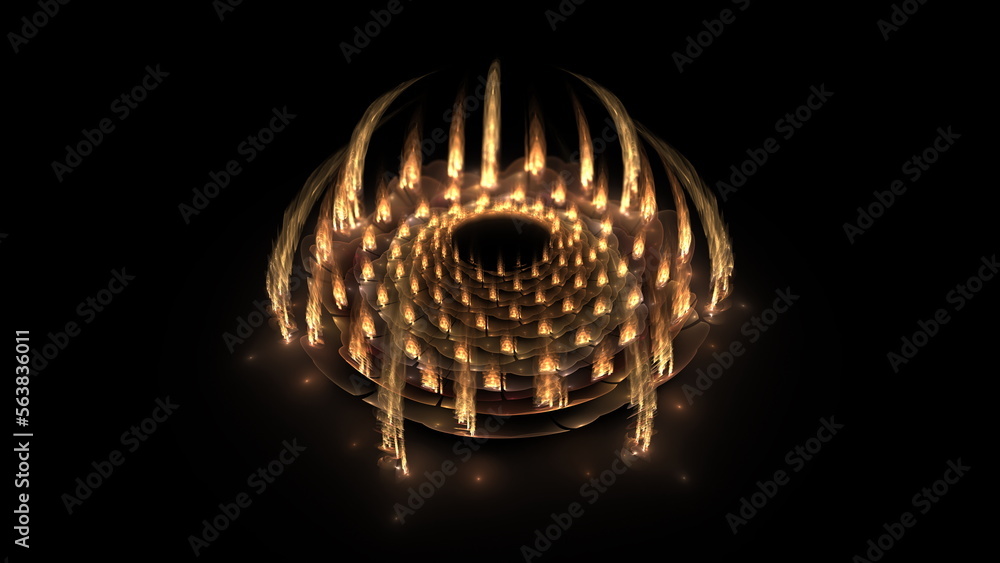 Poster luminous modern abstract background, fractal world. digital space for use in design. round shapes an