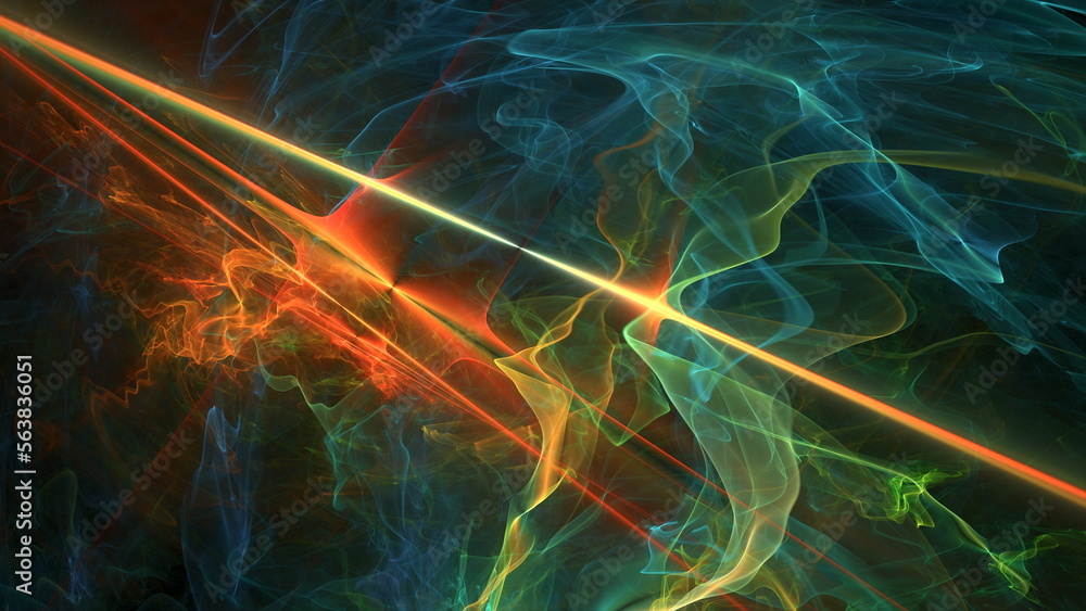 Poster luminous modern abstract background, fractal world. digital space for use in design. round shapes an