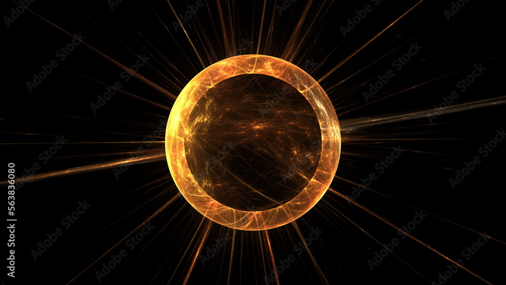 Poster luminous modern abstract background, fractal world. digital space for use in design. round shapes an