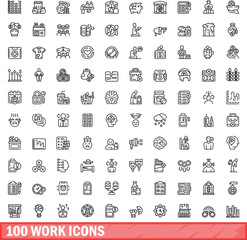 100 work icons set. Outline illustration of 100 work icons vector set isolated on white background