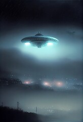 ufo in the night. generative ai