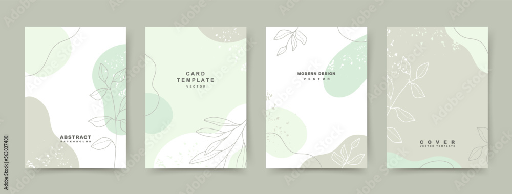 Canvas Prints simple neutral modern abstract background with floral elements in a minimalistic linear style. trend