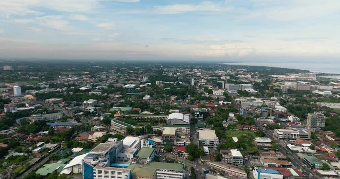 Aerial view of Bacolod is a coastal highly urbanized city in the Western Visayas region. Negros Occidental, Philippines.