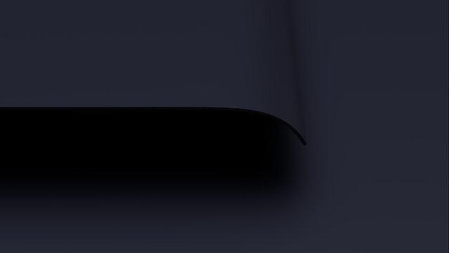 Black Wavy Wallpaper. Clean 3D Minimalist Background with Copy-Space.