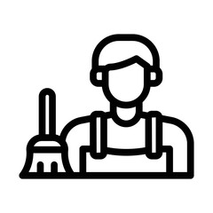 cleaning staff line icon illustration vector graphic