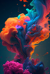 Fototapeta na wymiar Abstract colorful liquid smoke background design, generative ai