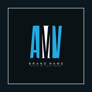 Vector Logo Template for Initials AMV - Simple Alphabet Letters Logo