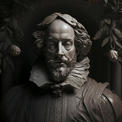 Stone portrait of William Shakespeare - obrazy, fototapety, plakaty
