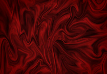 Abstract Red and Black Liquid, Red Fabric, Red Marble, Red Pattern, Red Silk, Vector Background with Swirls and Waves. Extraordinary Red Color Illustration for Design.
