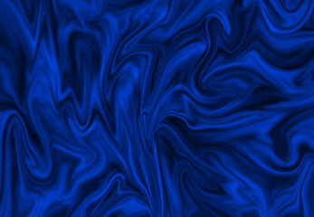 Abstract Blue and Black Liquid, Blue Fabric, Blue Marble, Blue Pattern Vector Background with Swirls and Waves. Extraordinary Blue Color Illustration for Design.