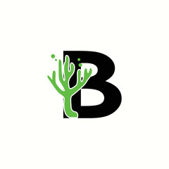 logo letter b with icon seaweed vector design	