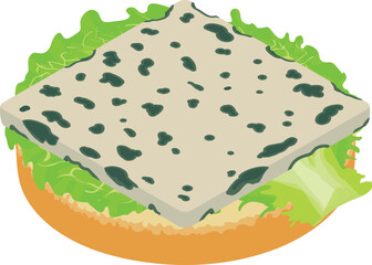 Dorblue sandwich icon isometric vector. Sandwich with dorblu cheese and lettuce. Food concept, snack, appetizer
