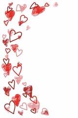 Hand drawn red hearts background