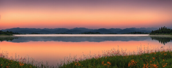 sunrise over the lake