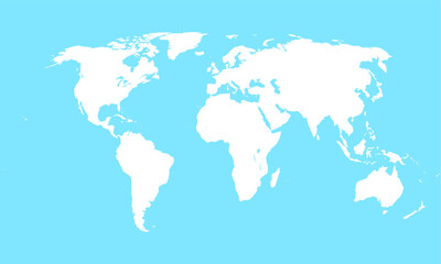 Fototapeta na wymiar World Map in white with blue ocean background. Vector Illustration. Atlas.