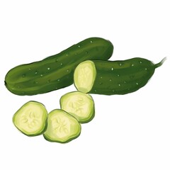 Hand drawn chopped green cucumber
