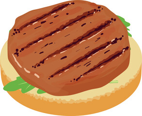 Pork sandwich icon isometric vector. Sandwich with grilled meat and arugula leaf. Food concept, snack, appetizer