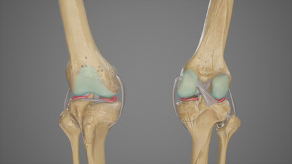 Anterior and Posterior View of Knee Joint with Removed Patella - obrazy, fototapety, plakaty