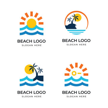beach logo set of vector