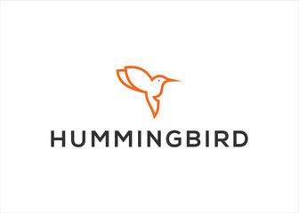 hummingbird  logo line outline monoline vector icon illustration