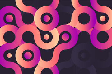 Vibrant circle overlappaing structure with dots on black background design in geometric style