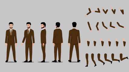 business man wearing suit character constructor full body sets design vector © Mosta_designs