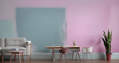 pastel interior design room, illustration, Generative AI