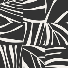 Fototapeta na wymiar Trendy minimalist seamless pattern with puzzle botanical composition