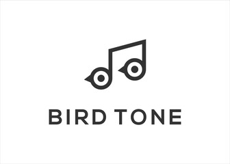 Creative bird logo tone music design vector icon illustration