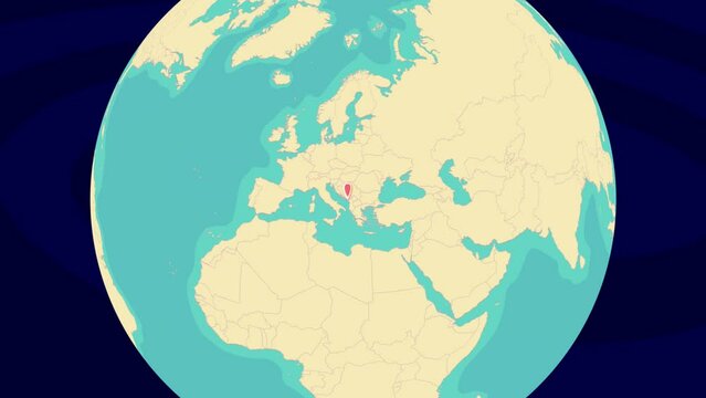 Zooming To Dobrota Location On Stylish World Globe
