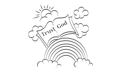 Scripture Illustration for Tattoo design. The message of the Gospel of Jesus Christ. Bible lesson for kids.