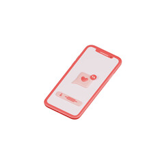 valentine bubble chat with smartphone 3d Illustration