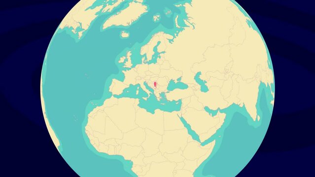 Zooming To Plav Location On Stylish World Globe
