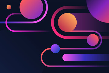 Abstract geometric composition with dynamic vivid liquid circles, lines and dots background design