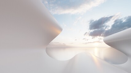 Abstract minimalist architecture 3d render