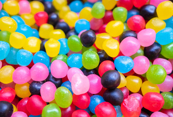 Background image made of colorful candies and sweets