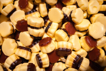 Background image made of jelly candies and sweets